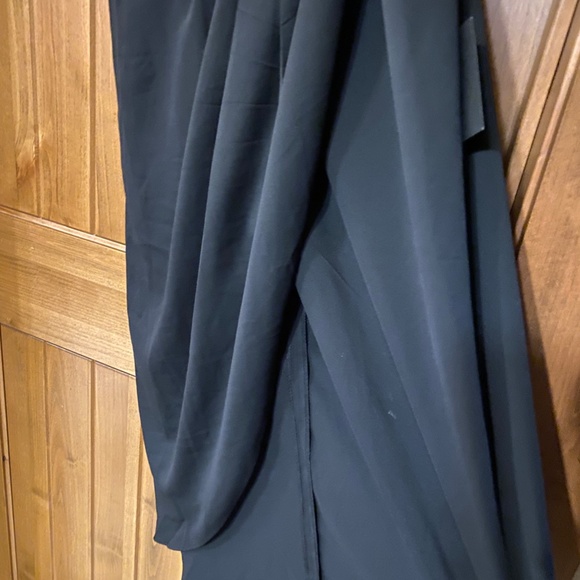 Lulu's Black Midi Cocktail Dress Size L Wrap front - Picture 2 of 7